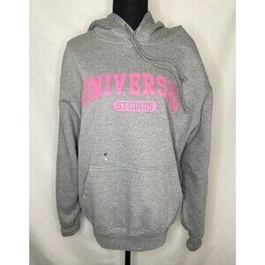 Universal Studios Hoodie Pullover Kangaroo Pocket Gray Pink Women's MEDIUM‎